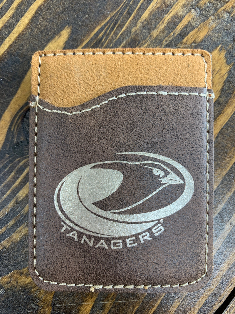 Brown leather Tanager logo card holder