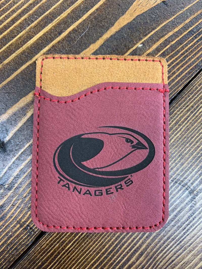 Red leather card holder Tanagers logo