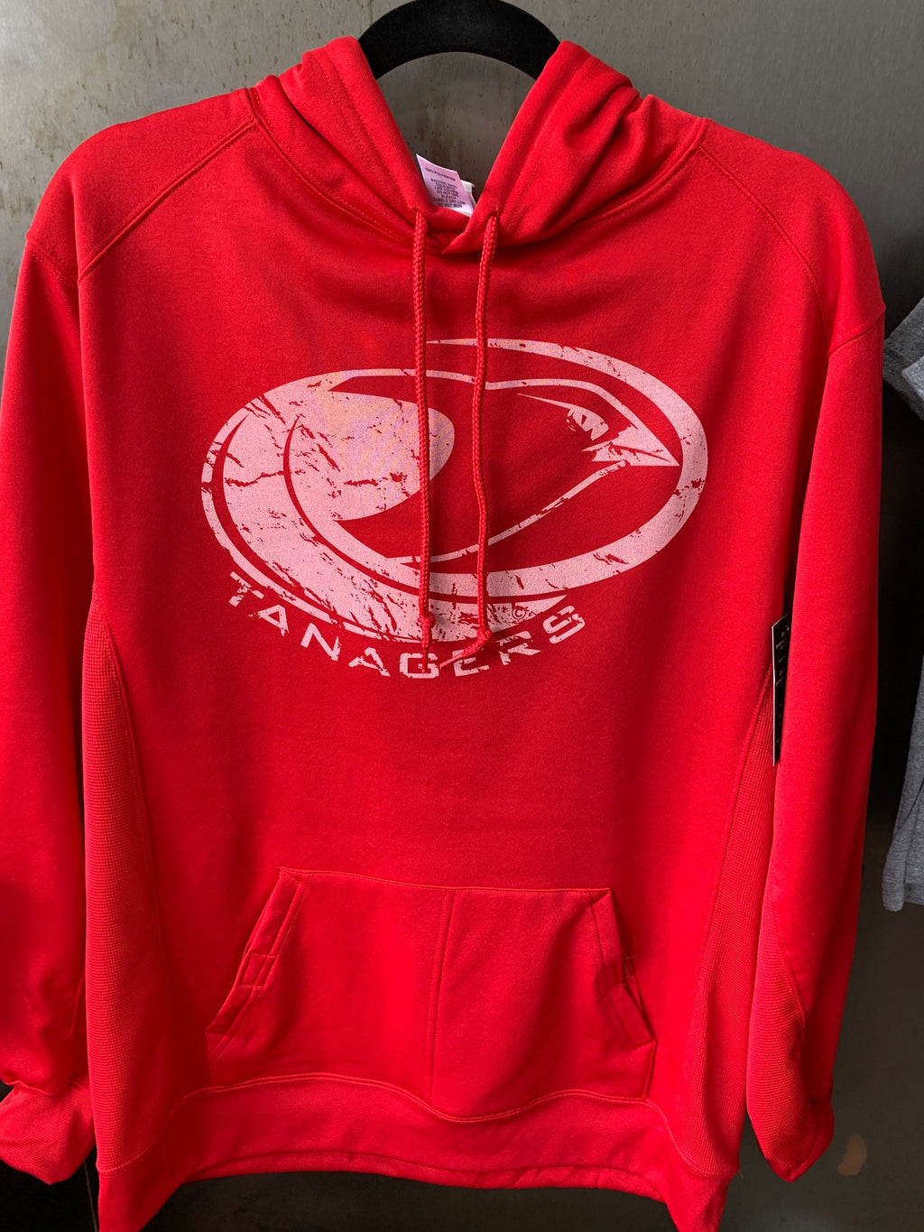 Red hooded sweatshirt poly Tanagers logo - M